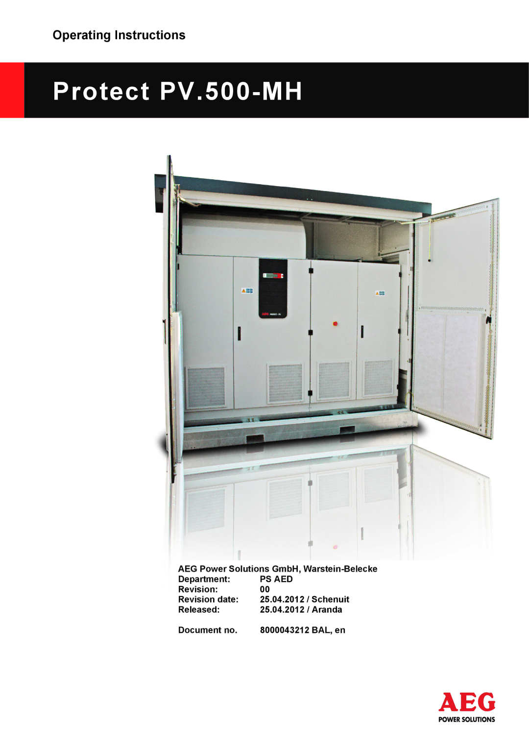 AEG manual Protect PV.500-MH, Operating Instructions 