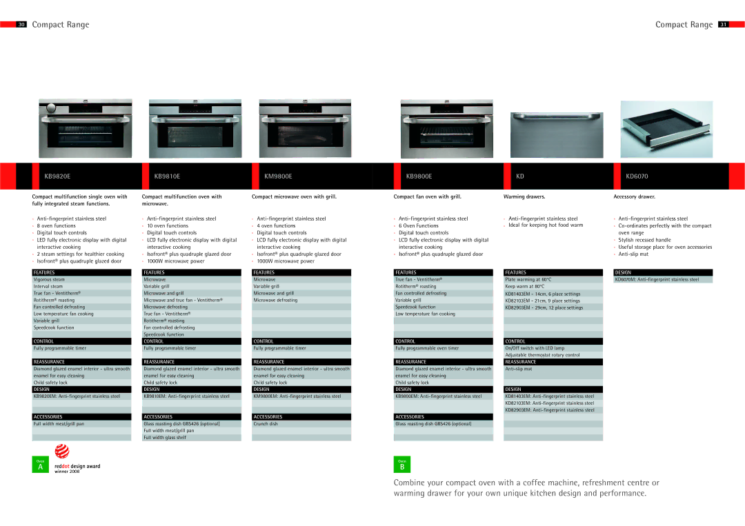 AEG PWE9039M manual KB9820E KB9810E KM9800E KB9800E KD6070, Warming drawers, Accessory drawer 