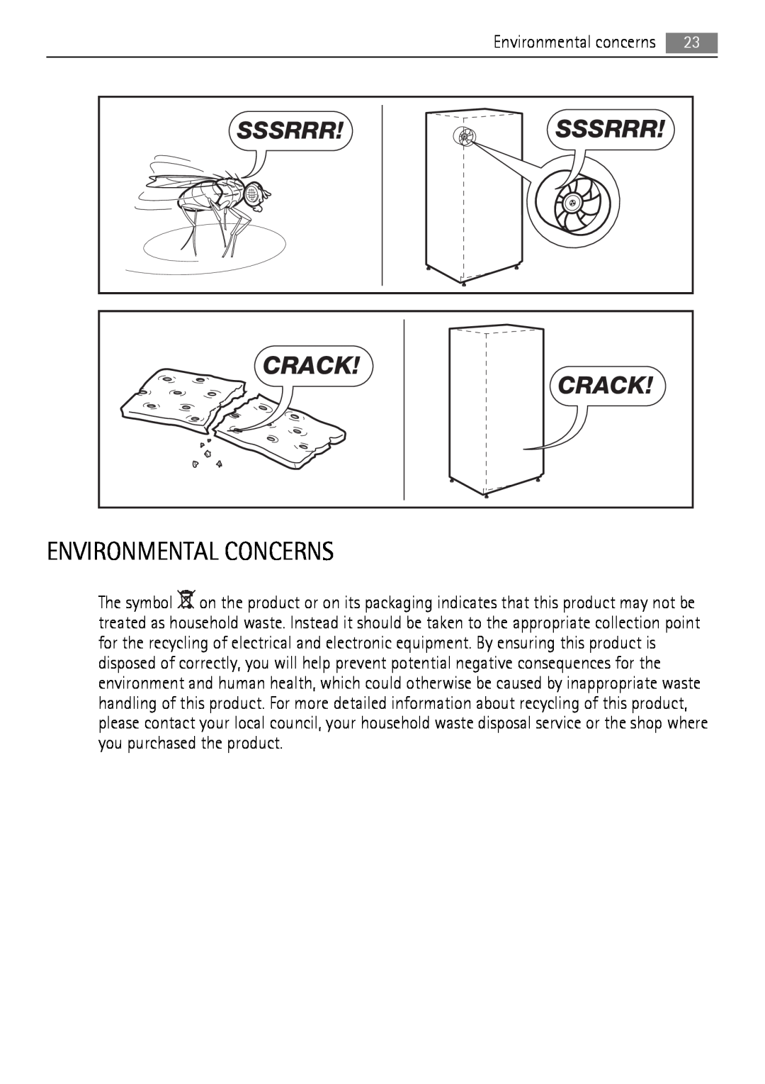 AEG QR2520W, QR2520X manual Environmental Concerns, Sssrrr, Crack 