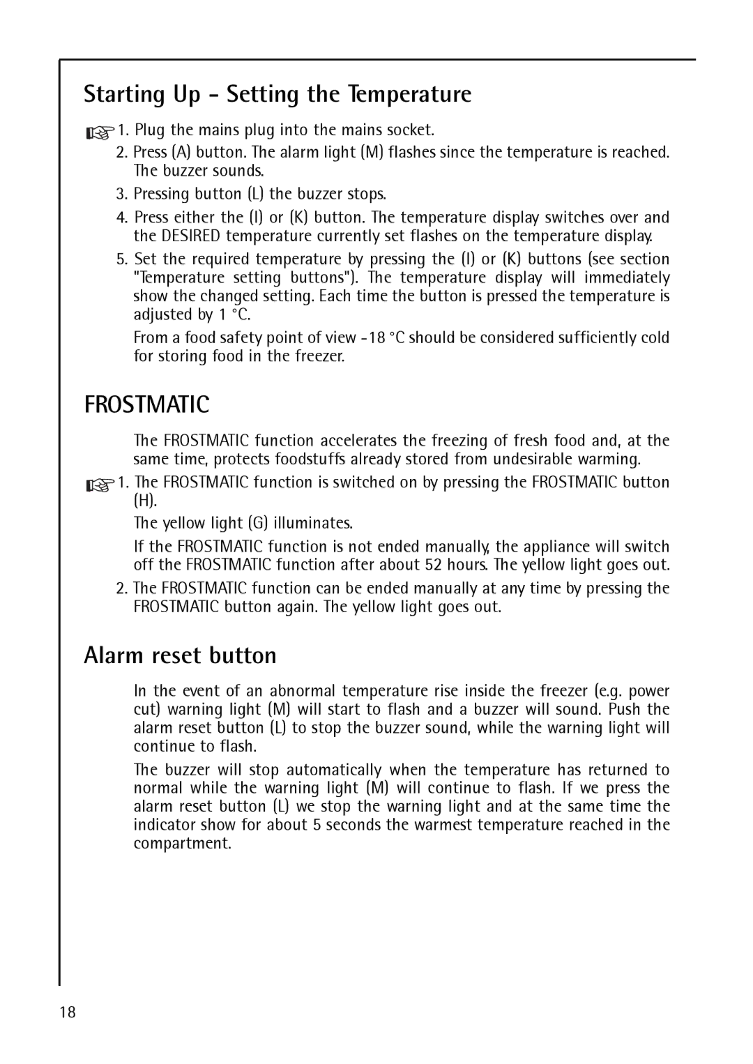 AEG S 75400 KG8, 200372733 manual Frostmatic, Alarm reset button 