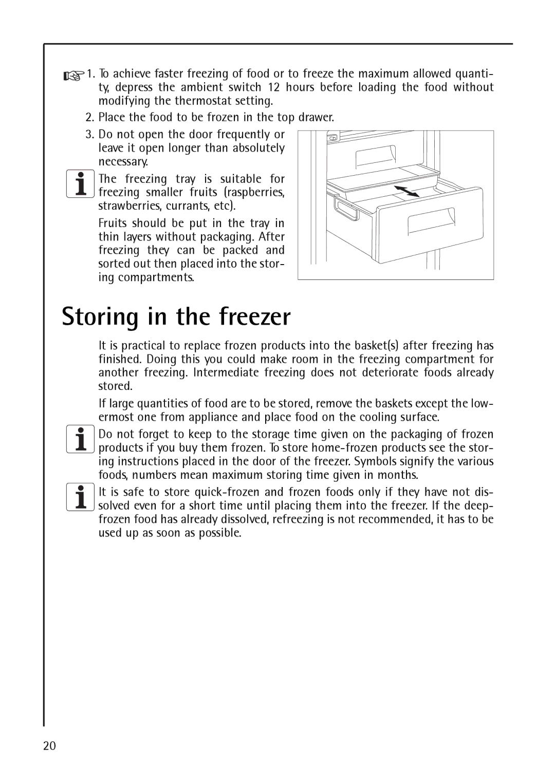 AEG 200372733, S 75400 KG8 manual Storing in the freezer 