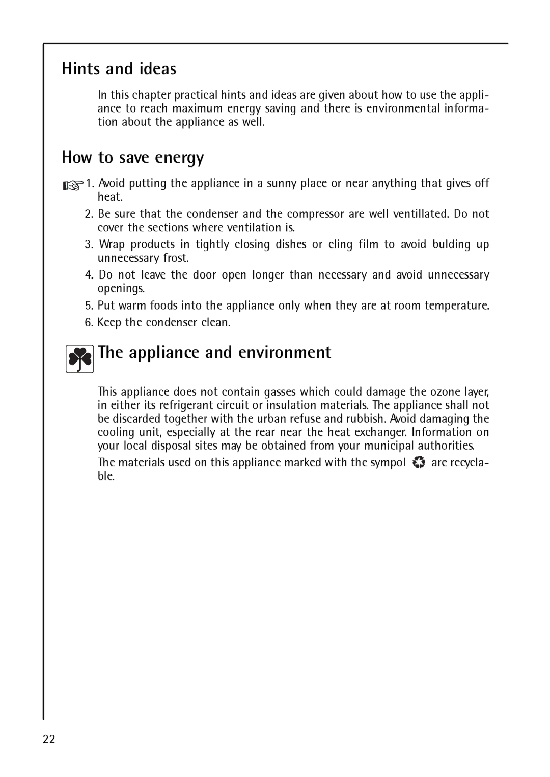 AEG S 75400 KG8, 200372733 manual Hints and ideas, How to save energy, Appliance and environment 