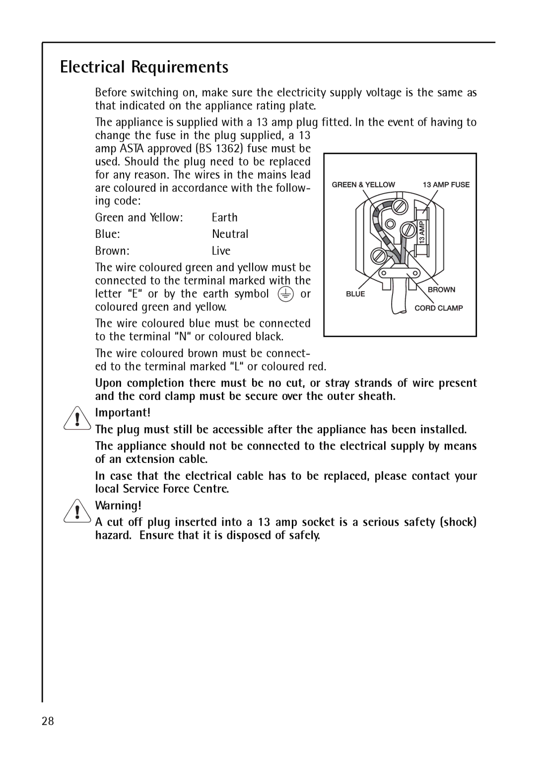 AEG S 75400 KG8, 200372733 manual Electrical Requirements 