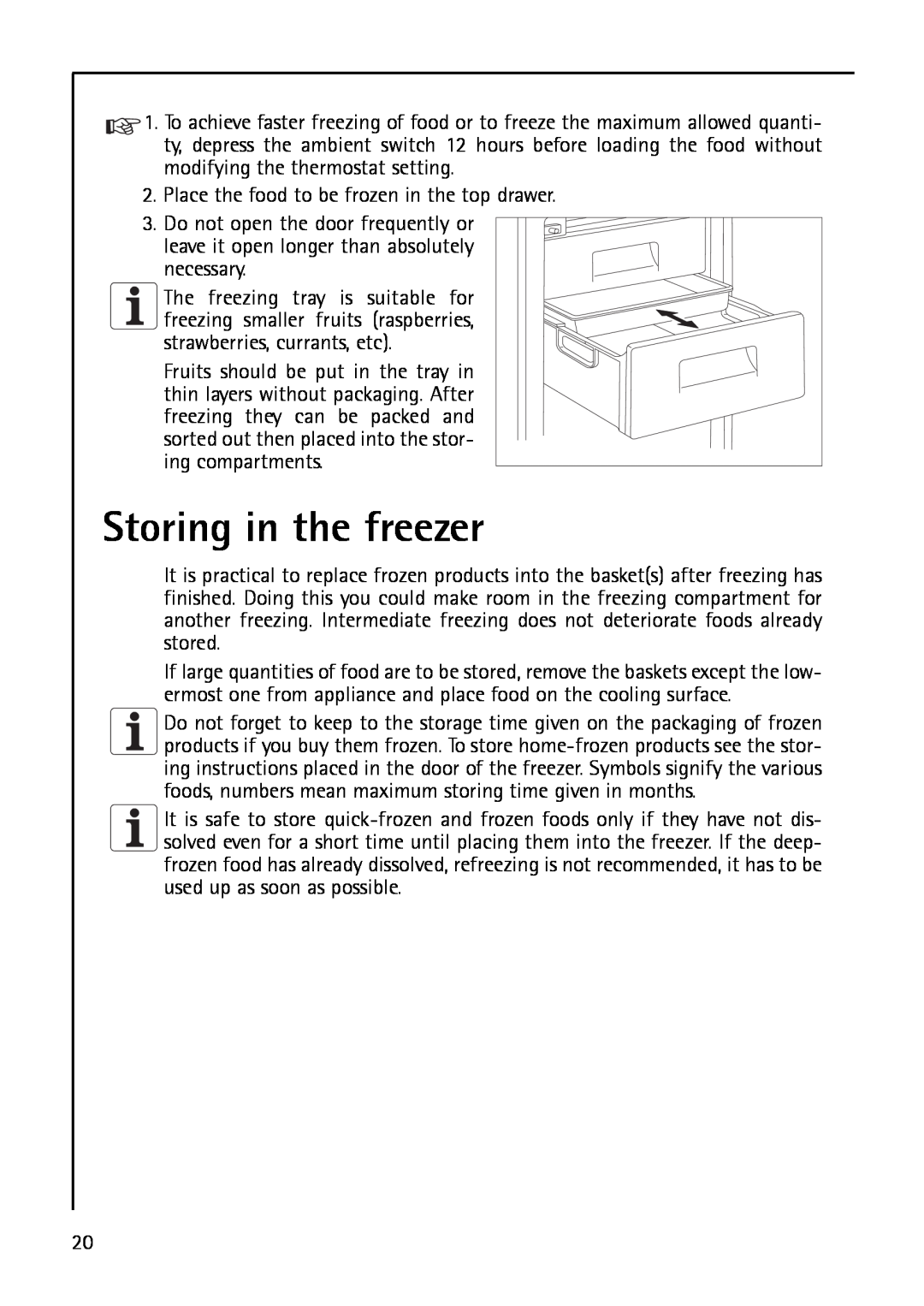 AEG 200372733, S 75400 KG8 manual Storing in the freezer 