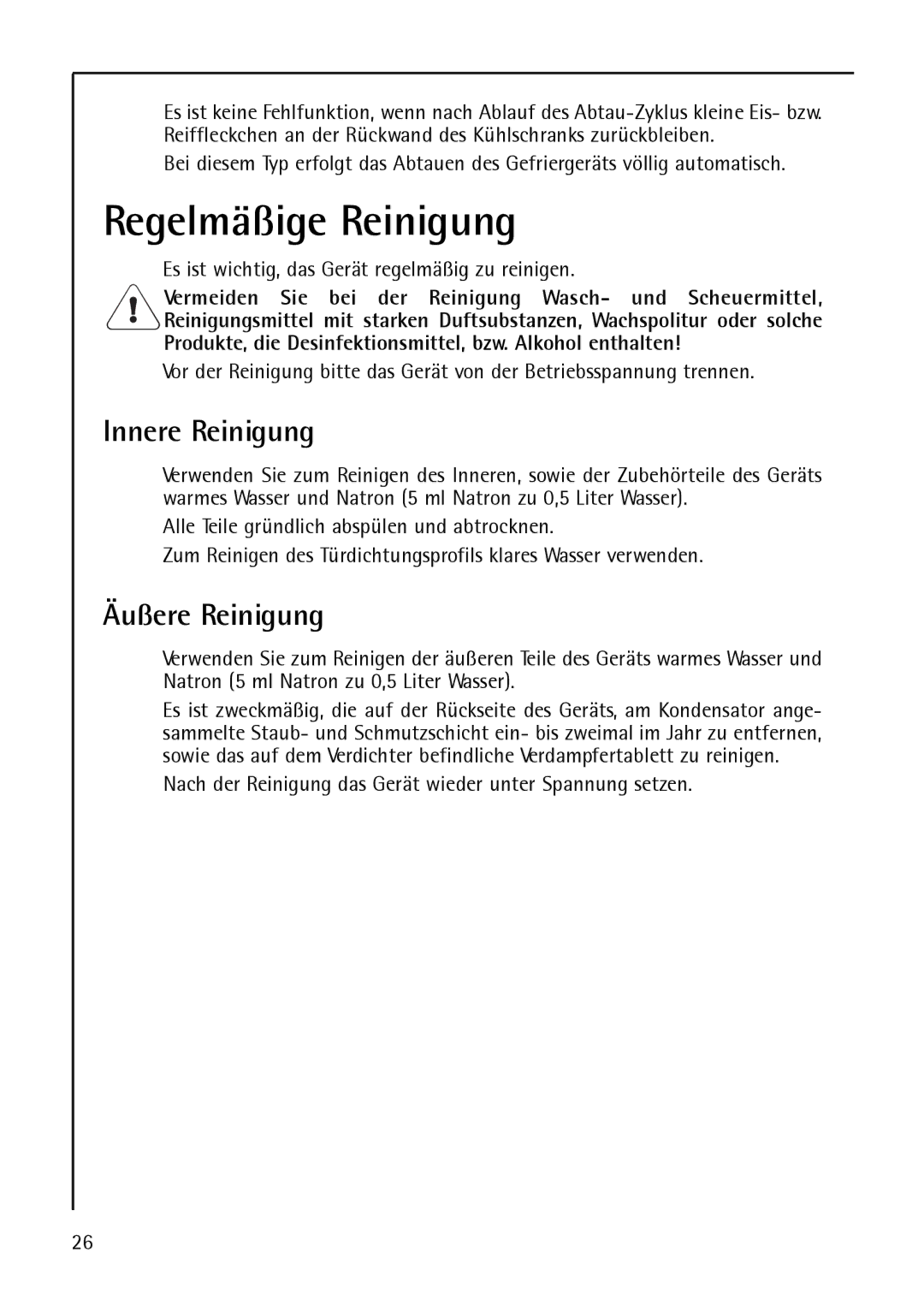 AEG S 75388 KG8, S75348 KG8, S 75348 KG manual Regelmäßige Reinigung, Innere Reinigung, Äußere Reinigung 