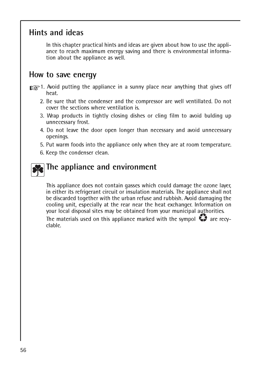 AEG S75348 KG8, S 75348 KG, S 75388 KG8 manual Hints and ideas, How to save energy, Appliance and environment 