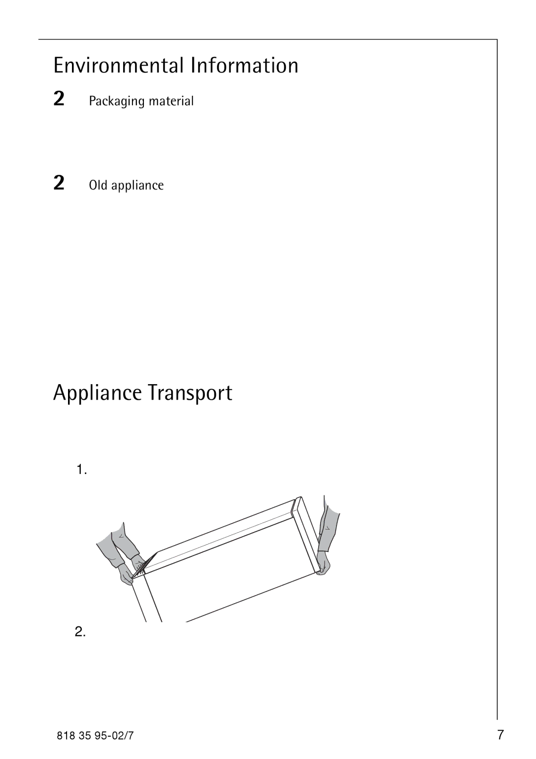 AEG S75578KG3 manual Environmental Information 