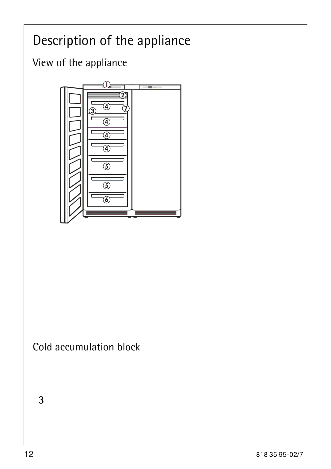 AEG S75578KG3 manual Description of the appliance, Cold accumulation block 