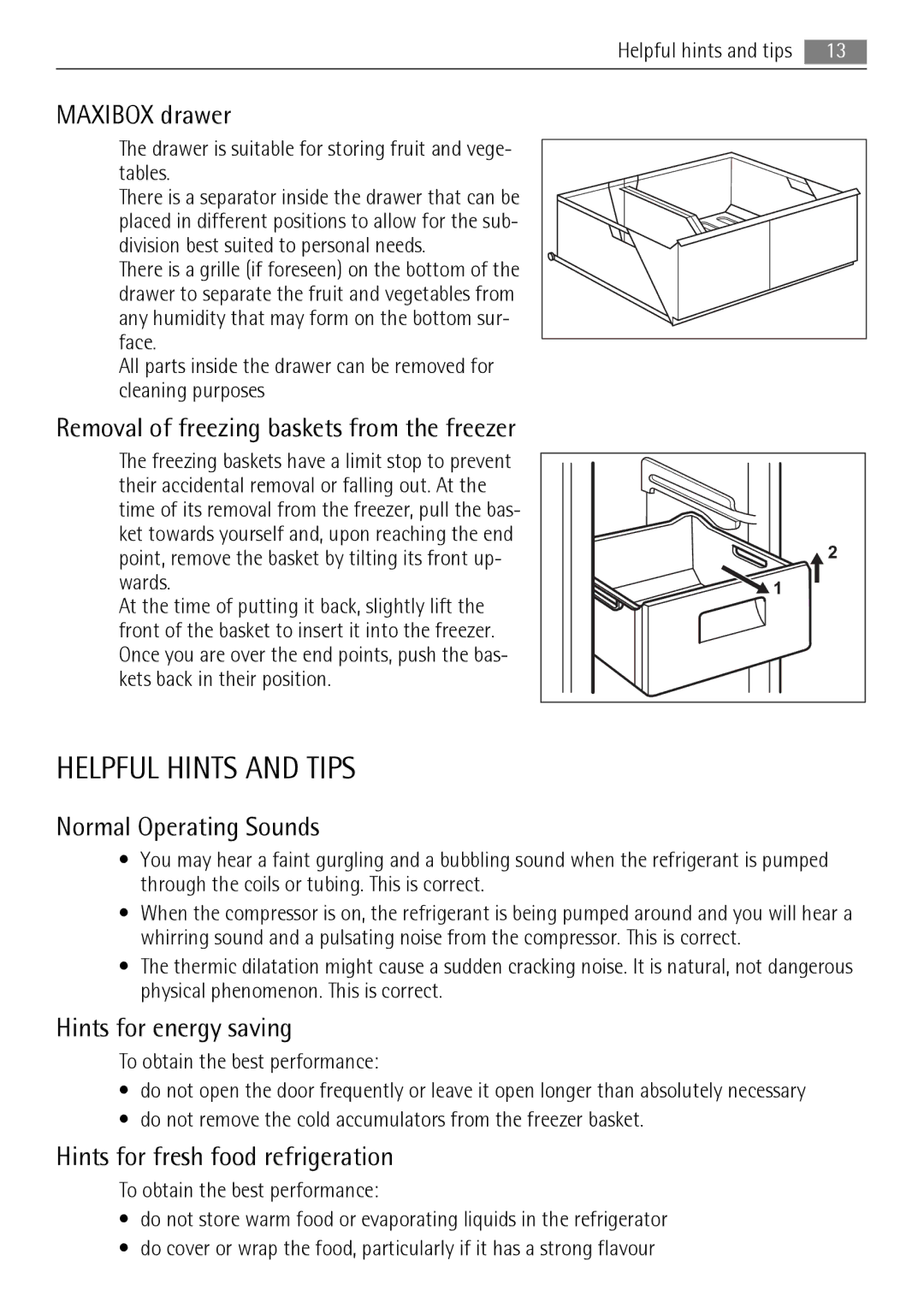 AEG S83600CSM1 user manual Helpful Hints and Tips 