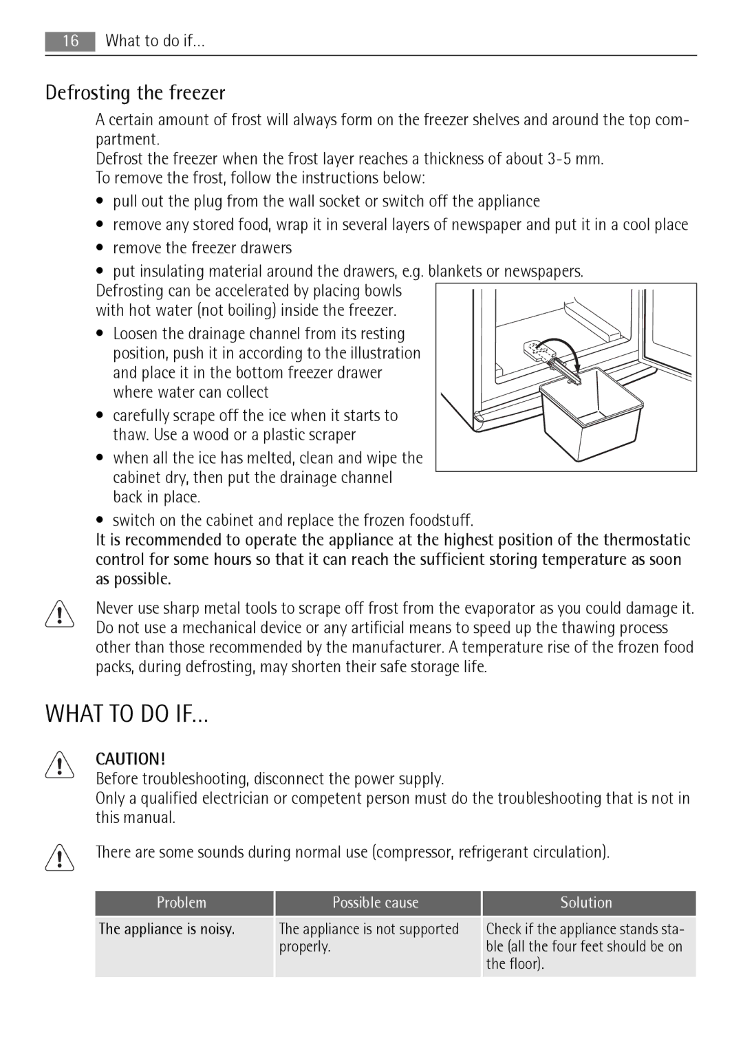 AEG S83600CSM1 user manual What to do IF…, Defrosting the freezer 