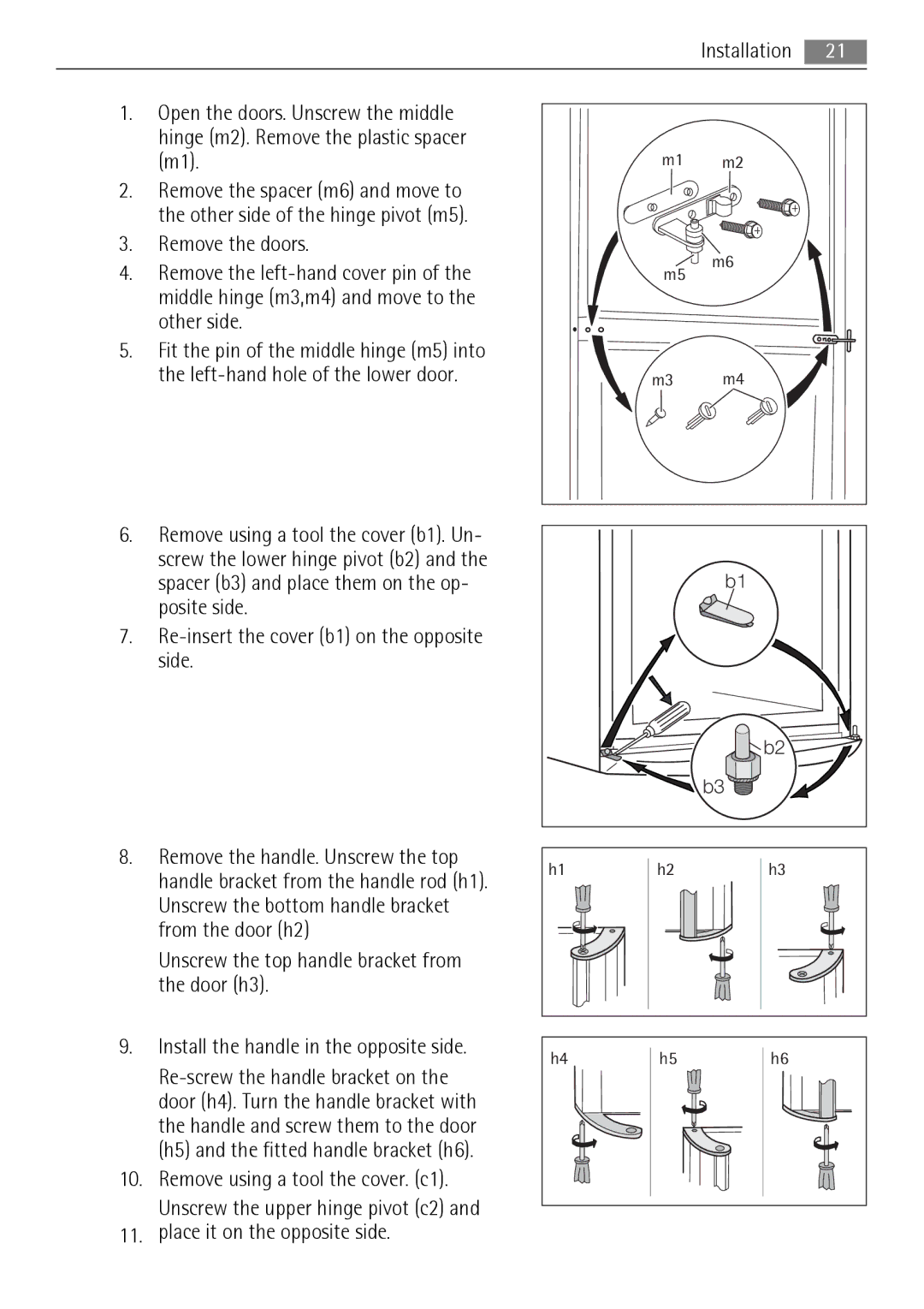 AEG S83600CSM1 user manual Remove the doors 