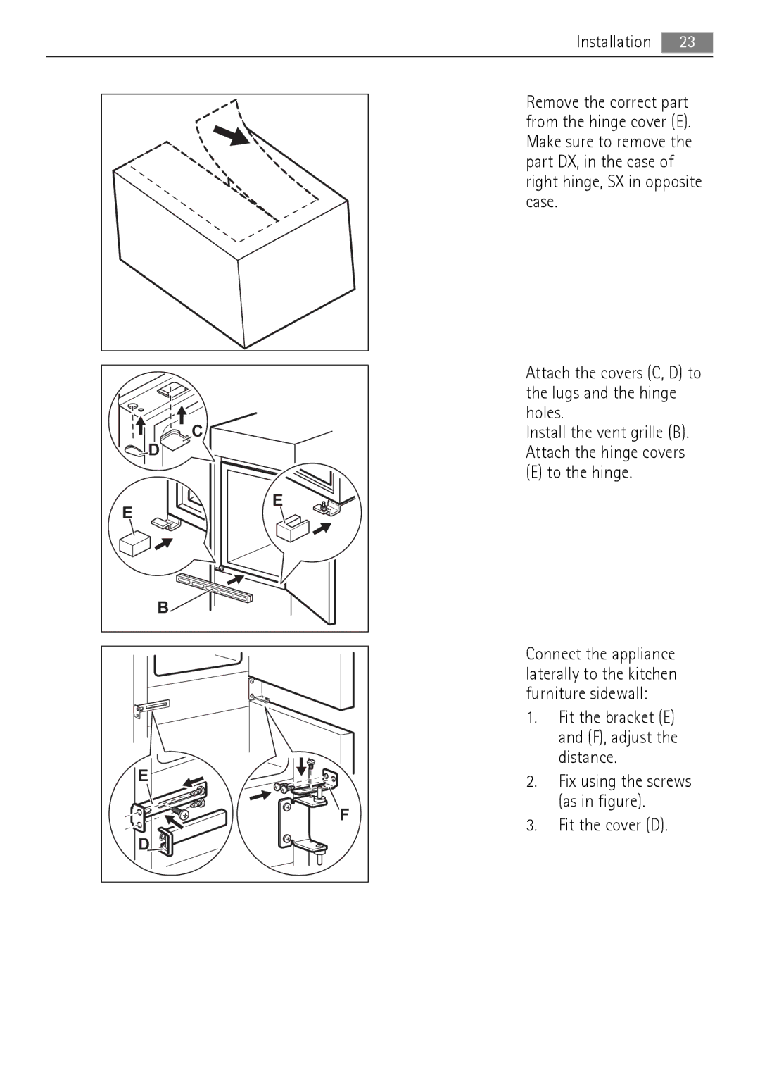 AEG SCN71800S0 manual Fit the cover D 