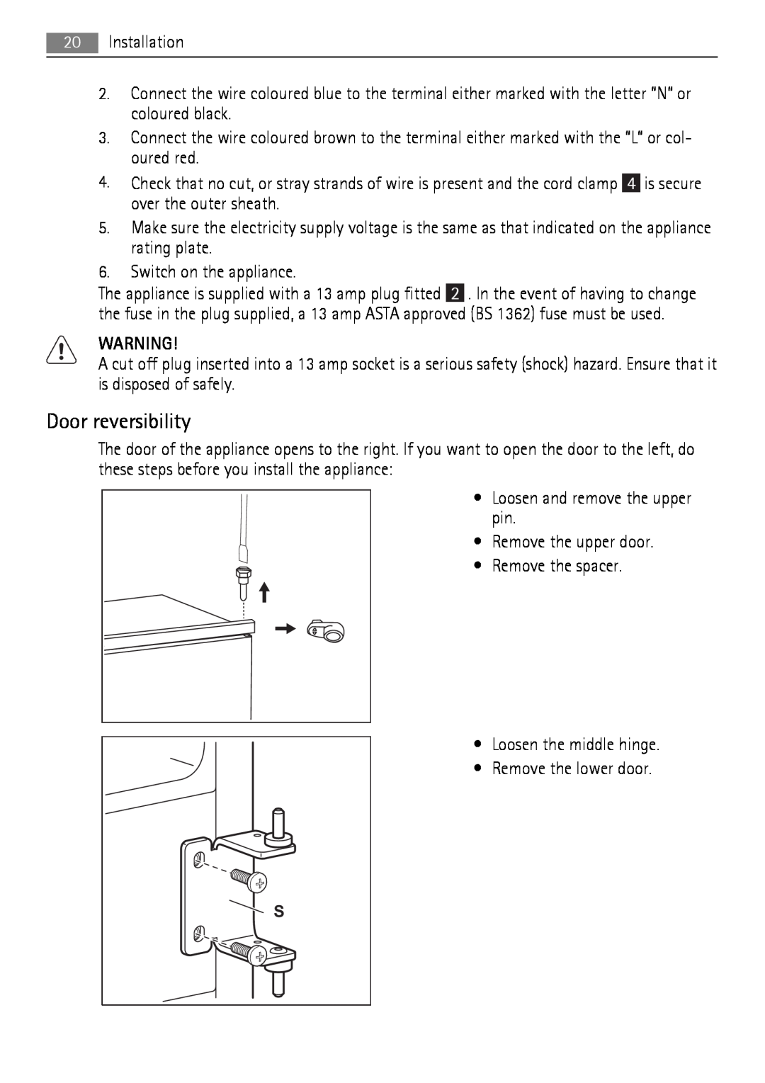 AEG SCN71800S0 manual Door reversibility 