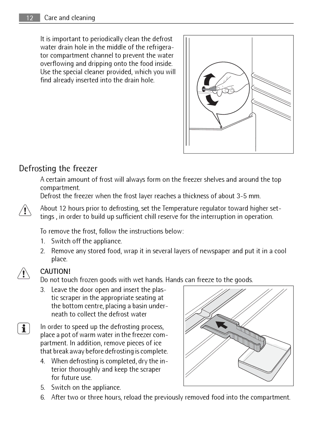 AEG SCS51400S0 user manual Defrosting the freezer 