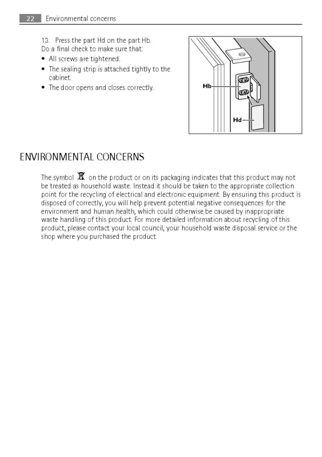 AEG SCS51400S0 user manual Environmental Concerns 