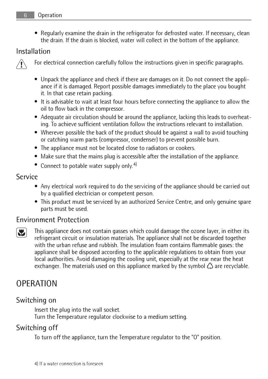 AEG SCS51400S0 user manual Operation 