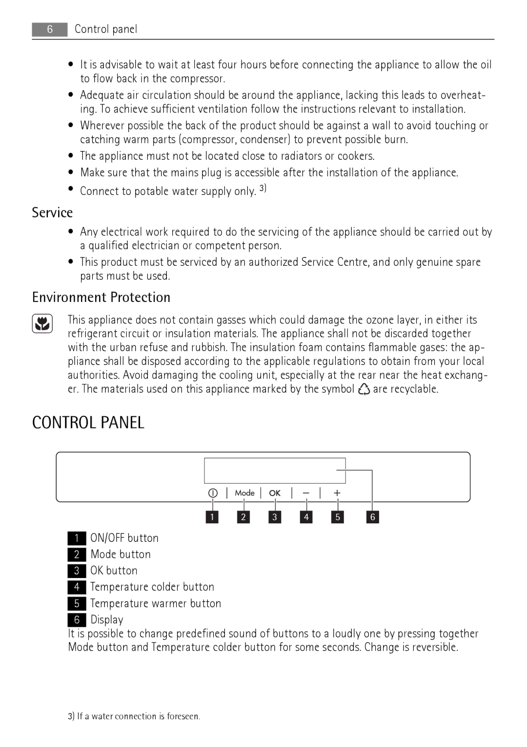 AEG SKD71800F0 user manual Control Panel, Service, Environment Protection 