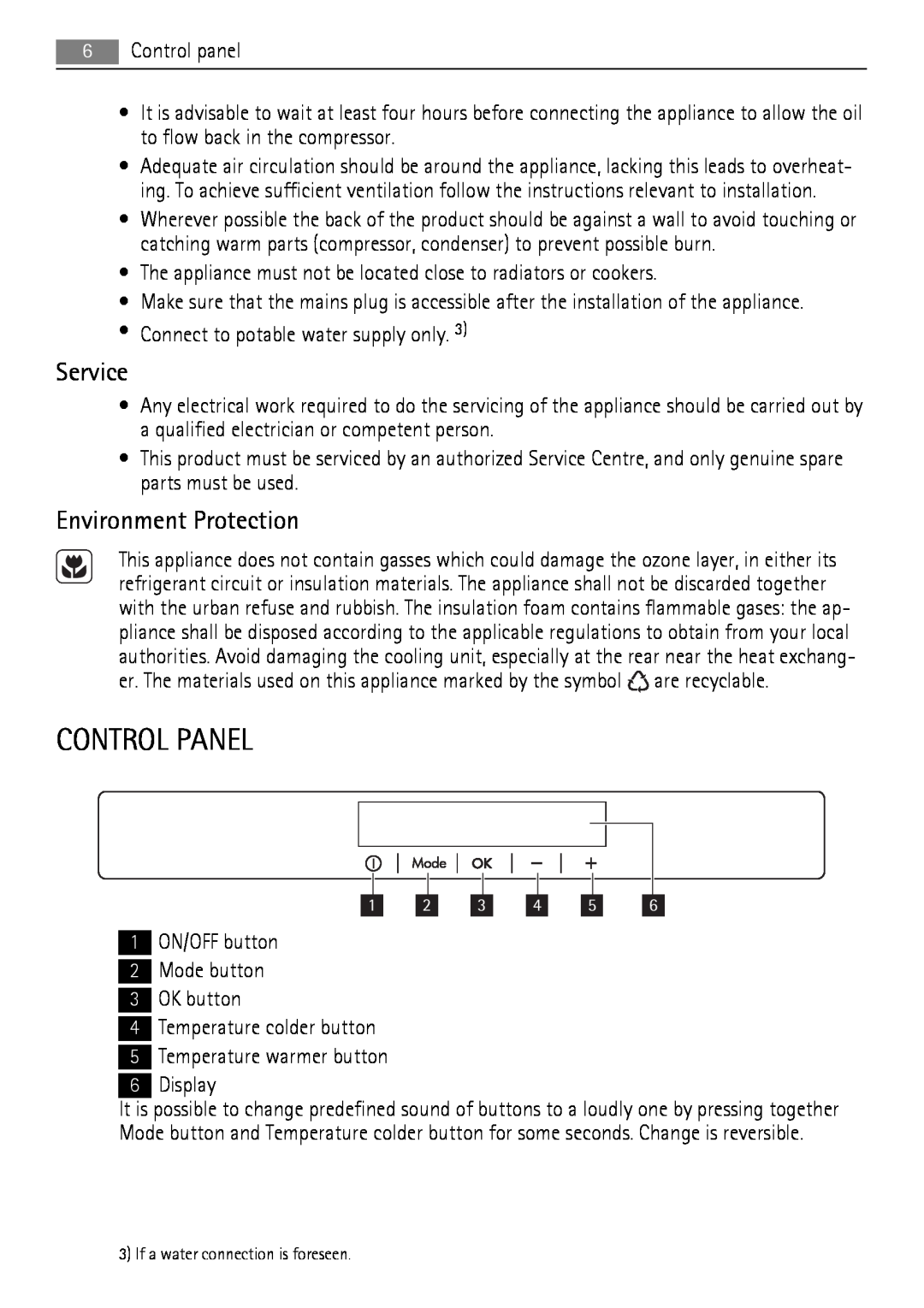 AEG SKS71200F0 user manual Control Panel, Service, Environment Protection 