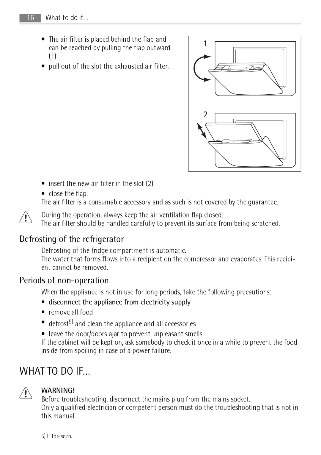 AEG SKZ71800F0 user manual What to do IF…, Defrosting of the refrigerator, Periods of non-operation 