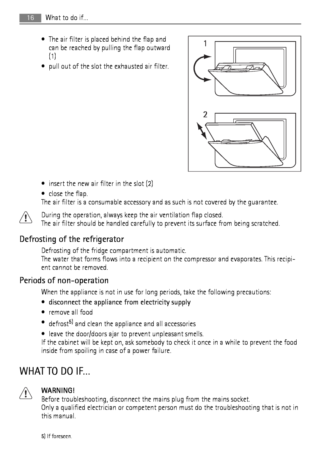 AEG SKZ71800F0 user manual What To Do If…, Defrosting of the refrigerator, Periods of non-operation 