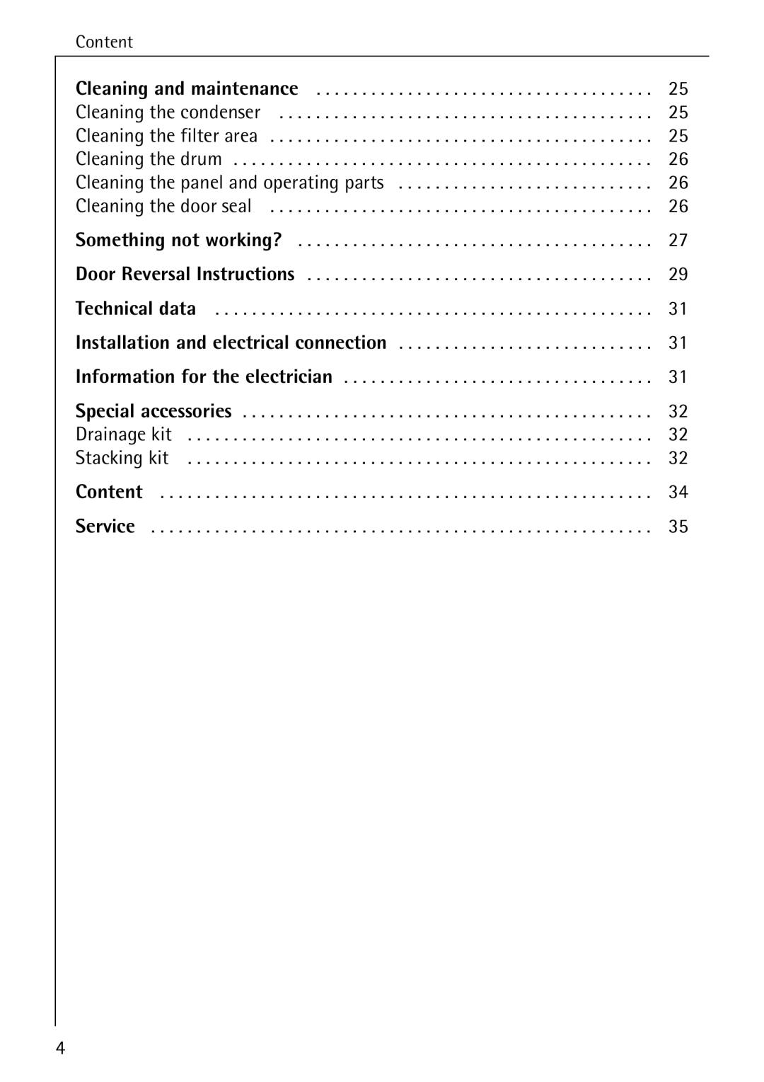 AEG T 520 operating instructions Content 