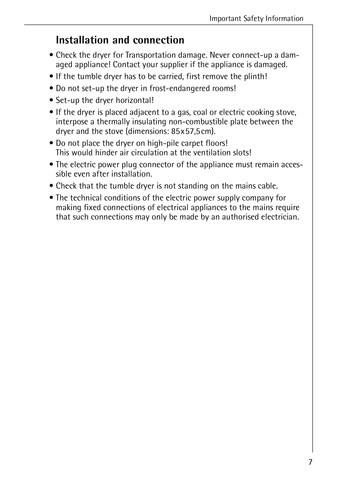 AEG T 520 operating instructions Installation and connection 