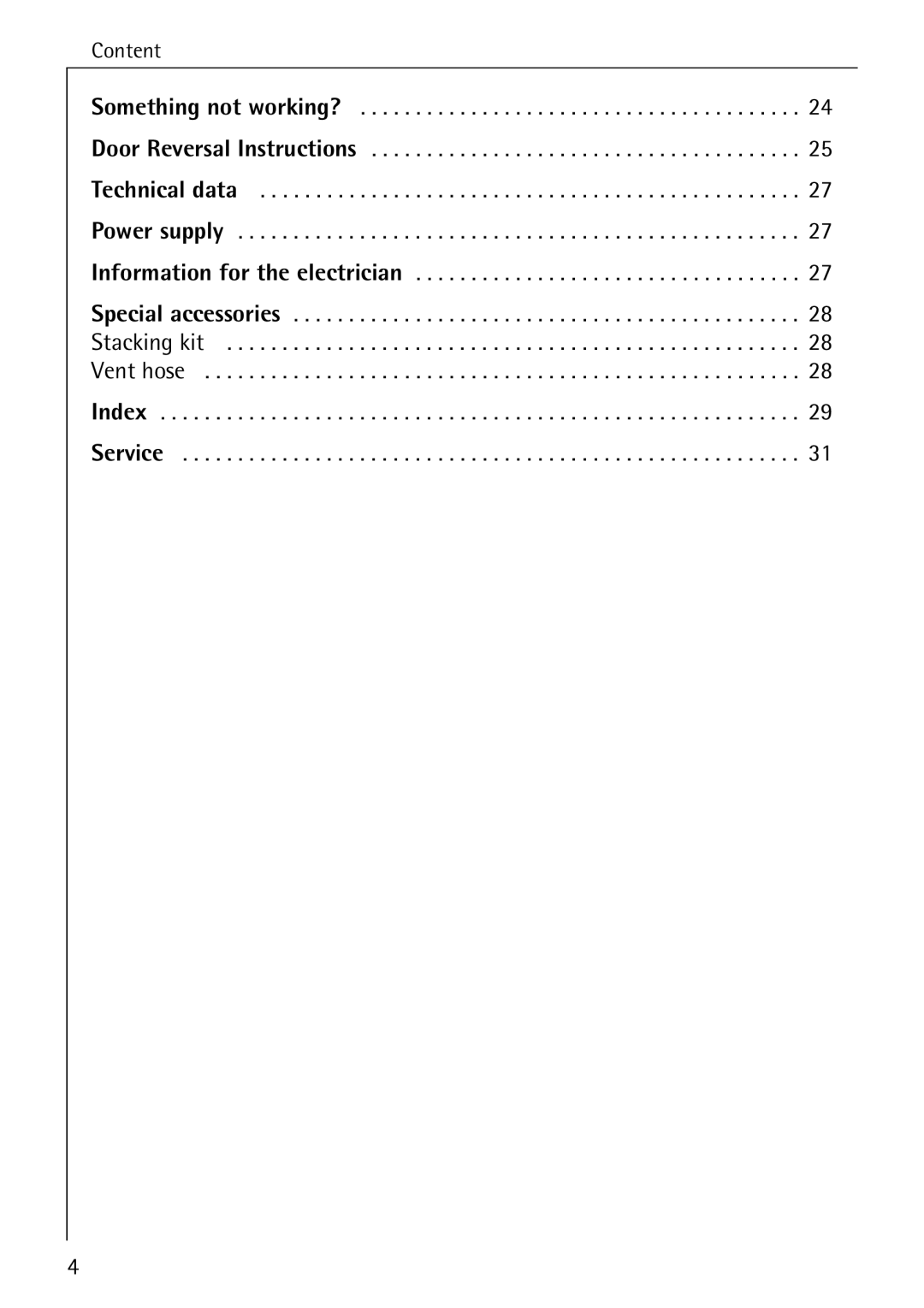 AEG T300 operating instructions Content 