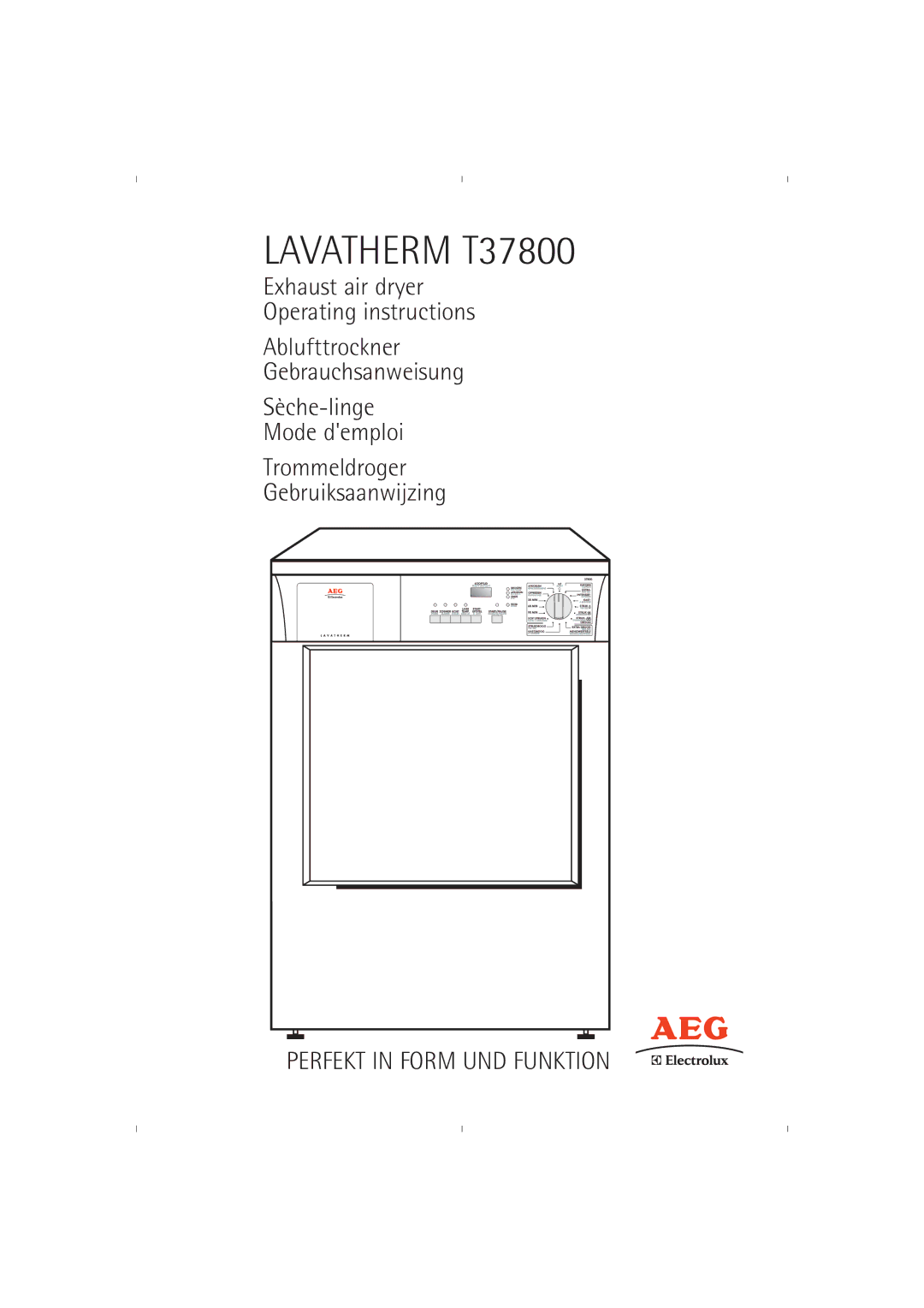 AEG operating instructions Lavatherm T37800 