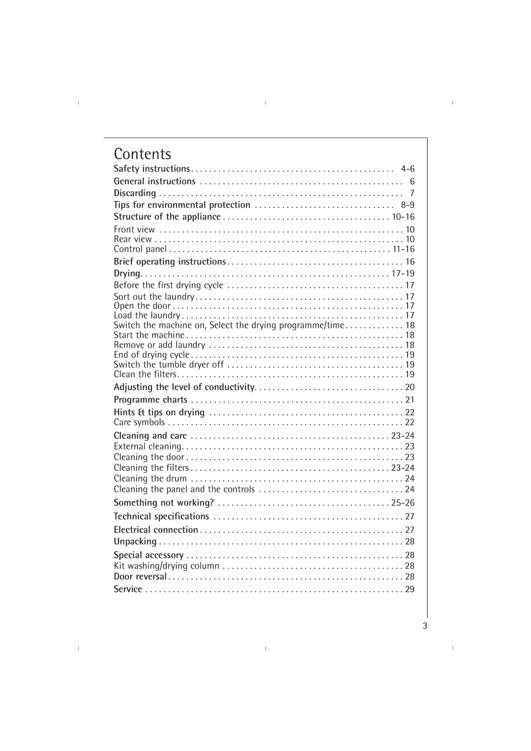 AEG T37800 operating instructions Contents 