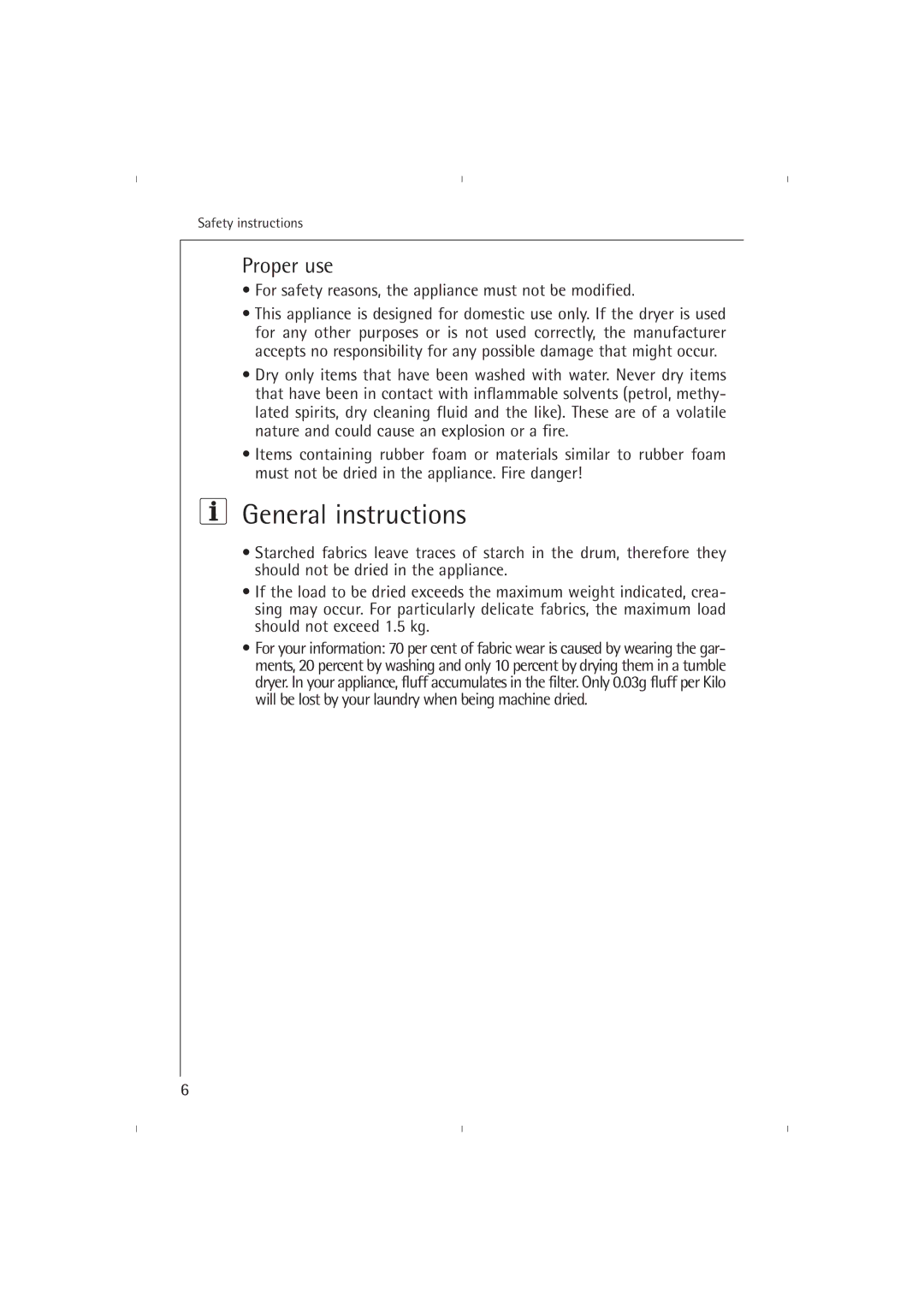 AEG T37800 operating instructions General instructions, Proper use 