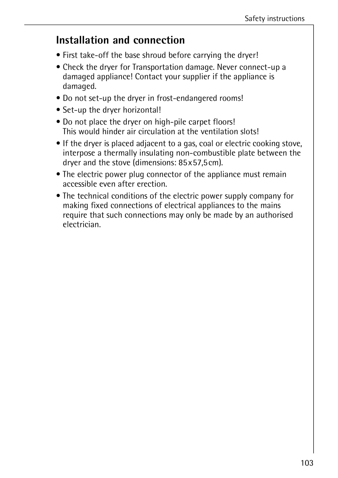 AEG T500 operating instructions Installation and connection 