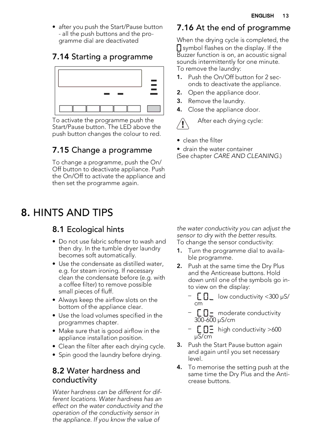 AEG T76280AC user manual Hints and Tips 