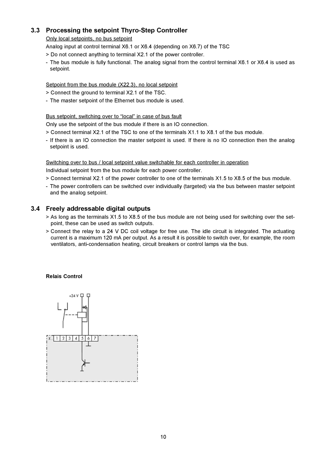 AEG Thyro-S H1 manual Processing the setpoint Thyro-Step Controller, Freely addressable digital outputs, Relais Control 