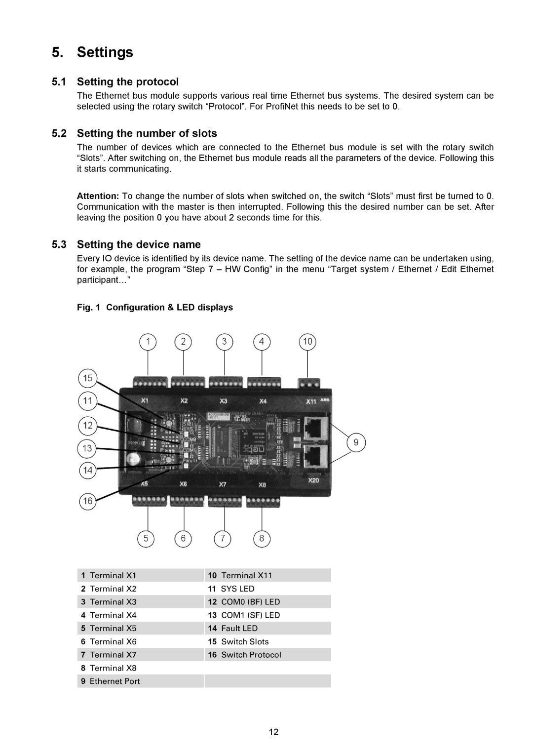 AEG Thyro-S H1 manual Settings, Setting the protocol, Setting the number of slots, Setting the device name 