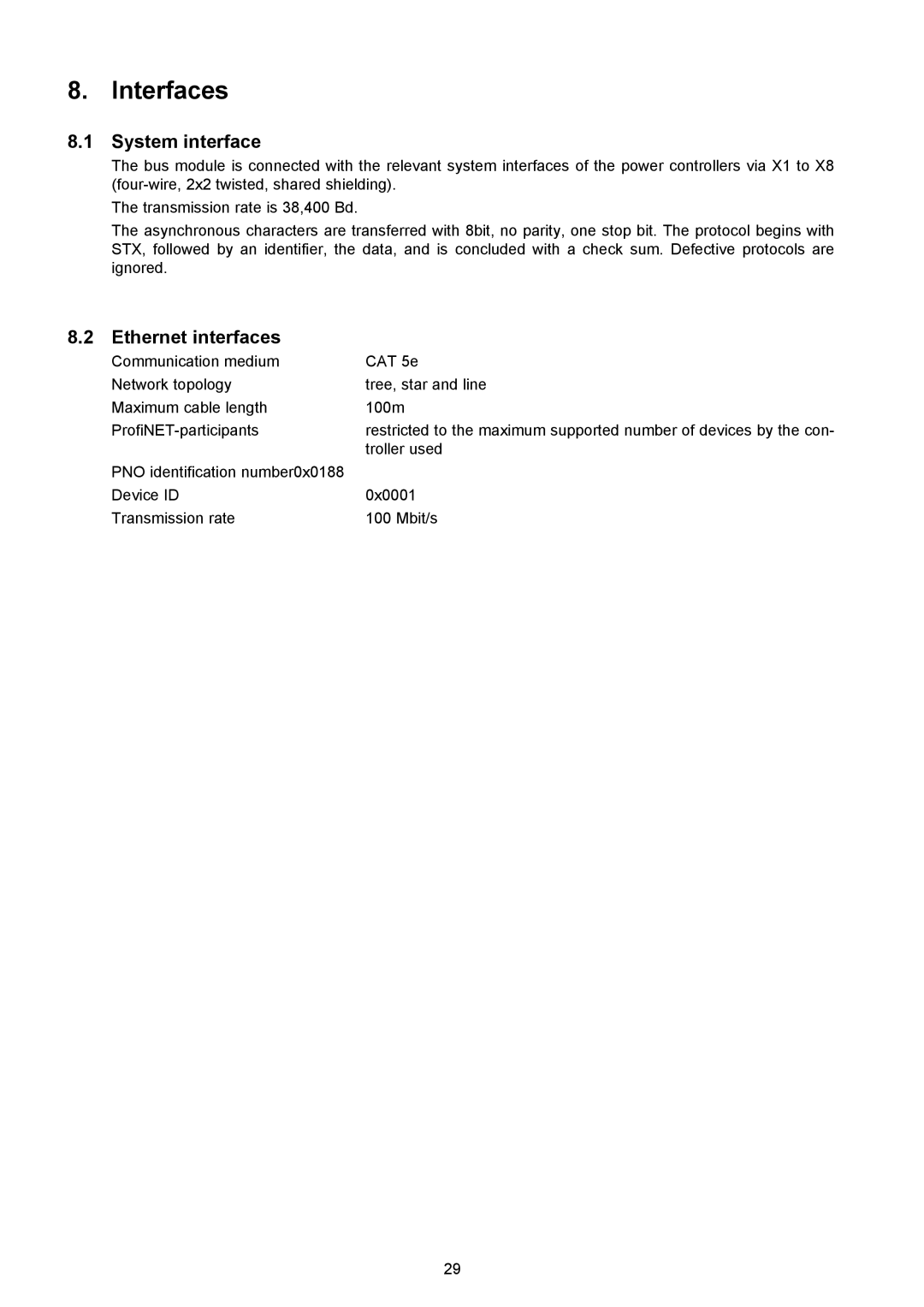 AEG Thyro-S H1 manual Interfaces, System interface, Ethernet interfaces 