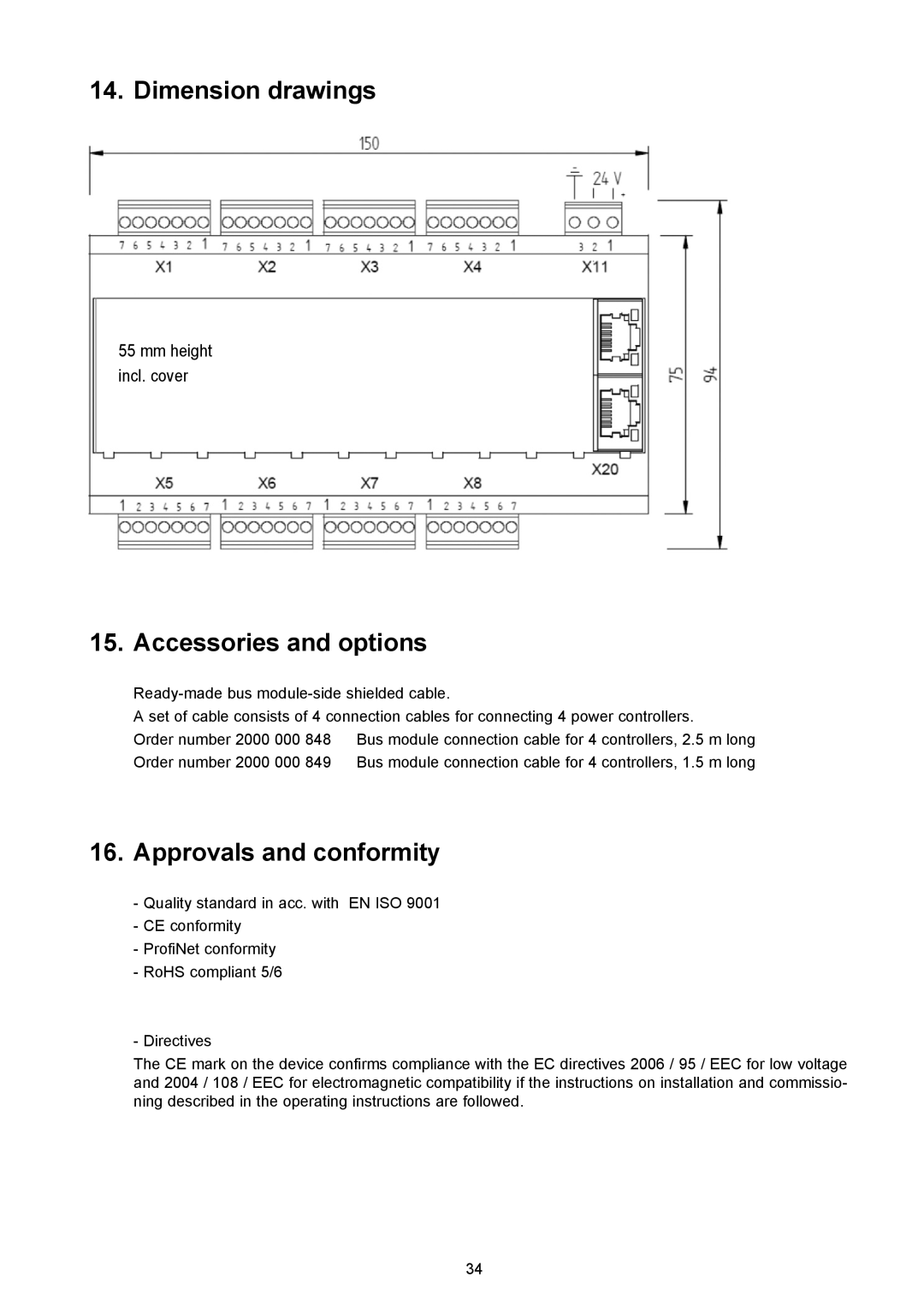 AEG Thyro-S H1 manual Dimension drawings, Accessories and options, Approvals and conformity 