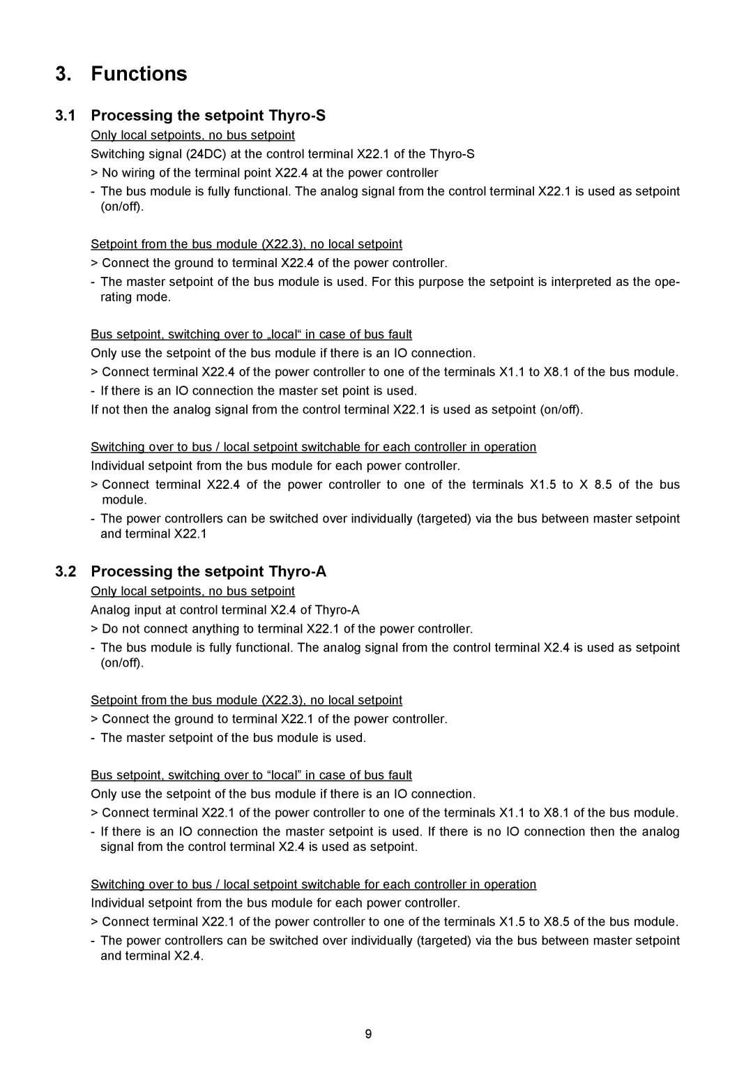 AEG Thyro-S H1 manual Functions, Processing the setpoint Thyro-S, Processing the setpoint Thyro-A 