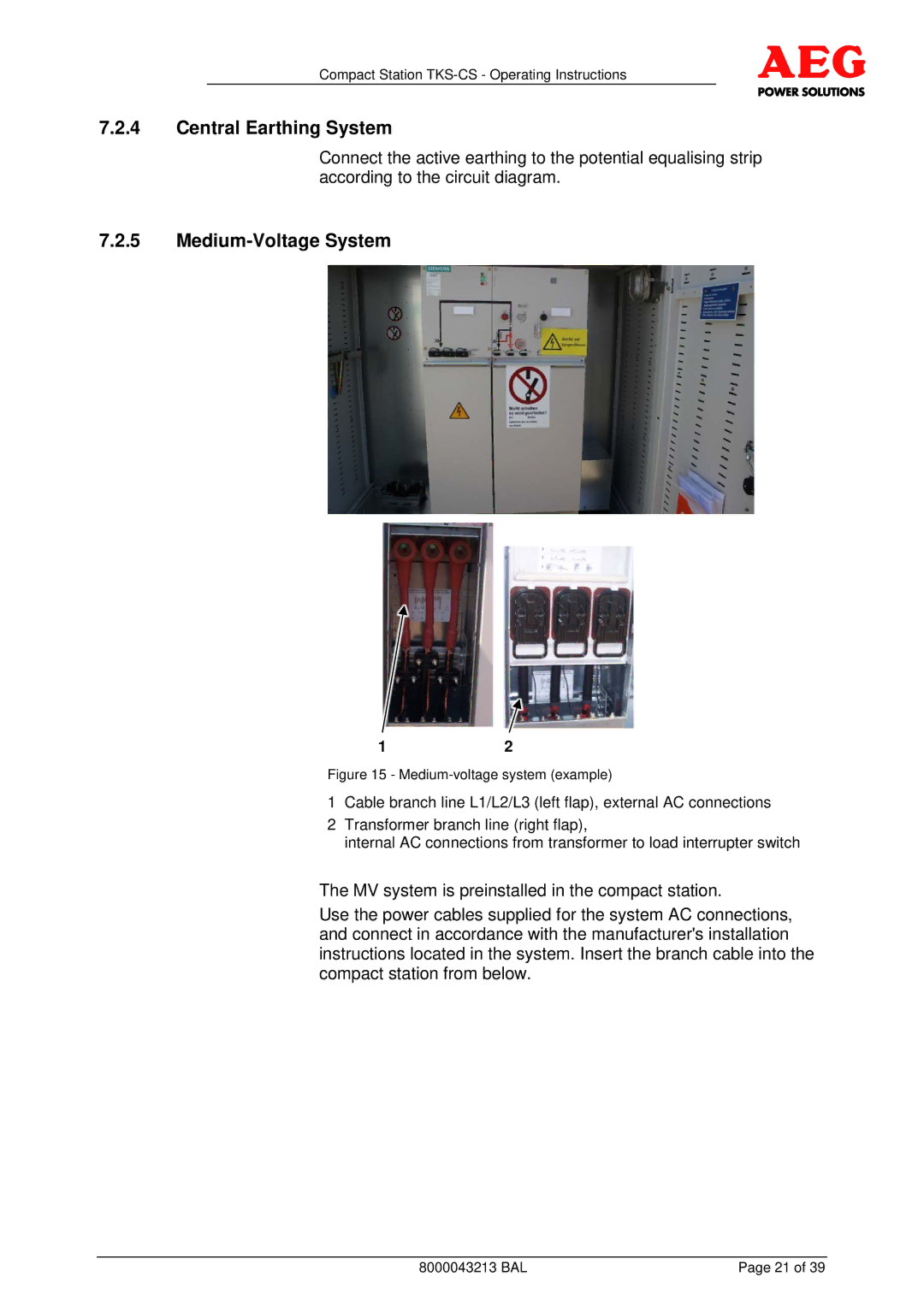 AEG TKS-CS operating instructions Medium-voltage system example 