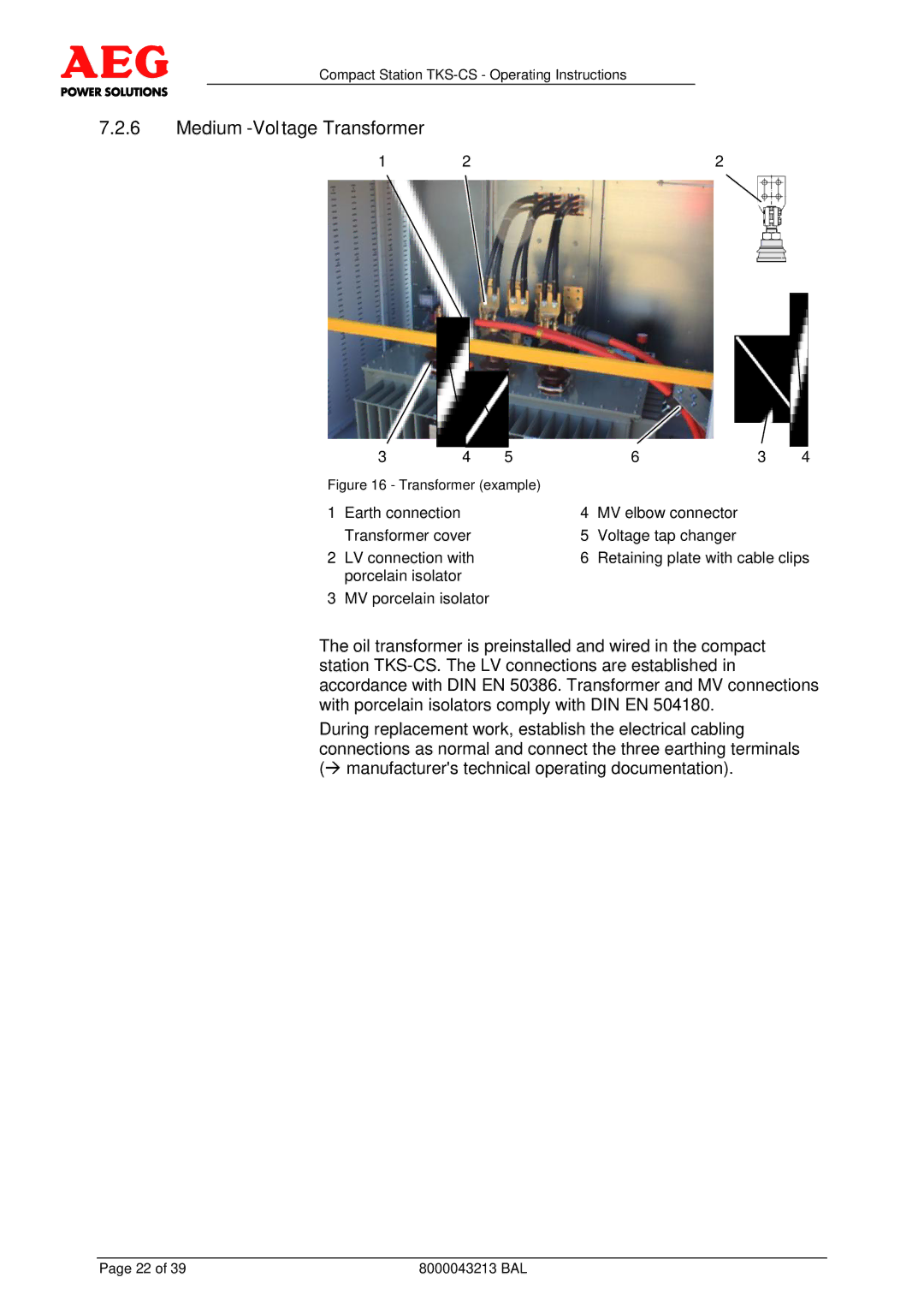 AEG TKS-CS operating instructions Medium-Voltage Transformer, Transformer example 