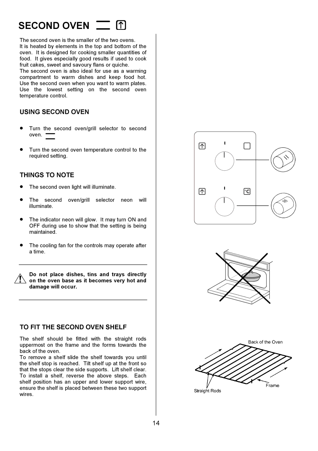 AEG U3100-4 manual Using Second Oven, To FIT the Second Oven Shelf 