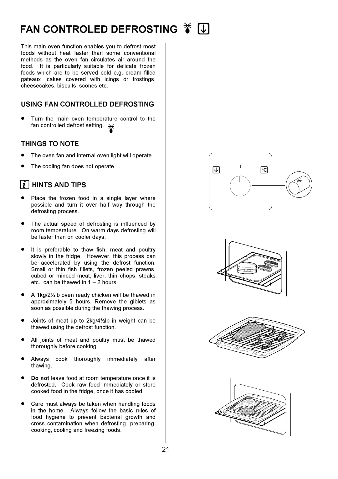 AEG U3100-4 manual FAN Controled Defrosting, Using FAN Controlled Defrosting 