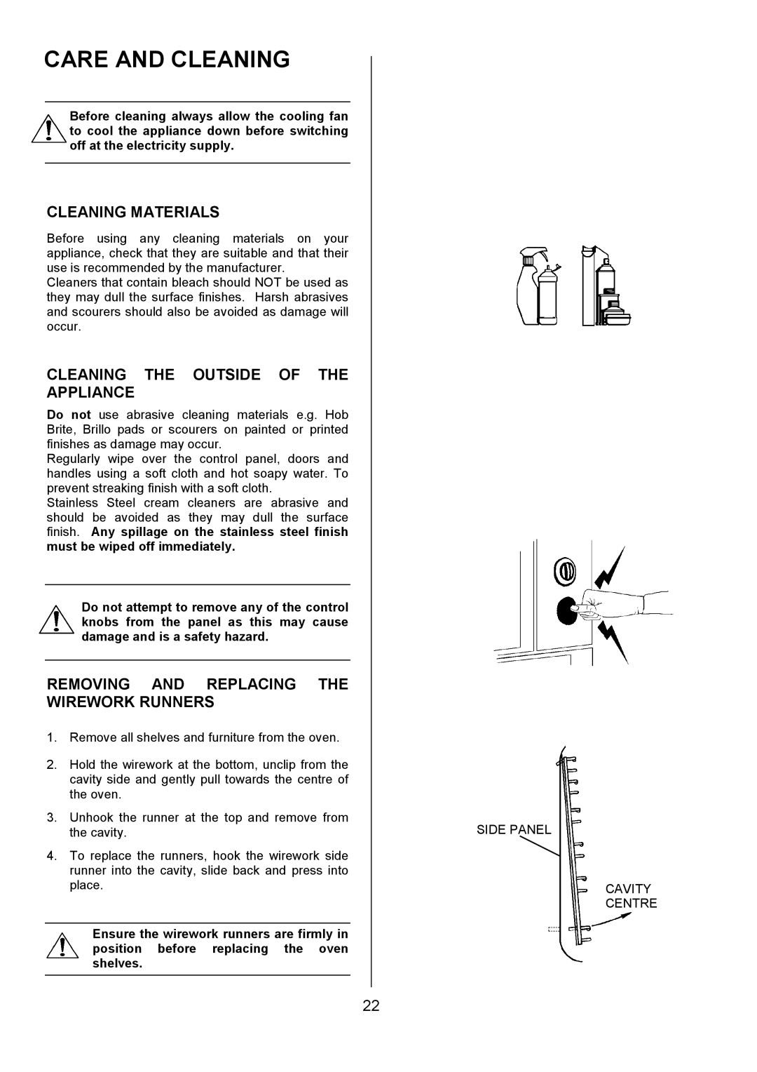 AEG U3100-4 manual Care and Cleaning, Cleaning Materials, Cleaning the Outside of the Appliance 