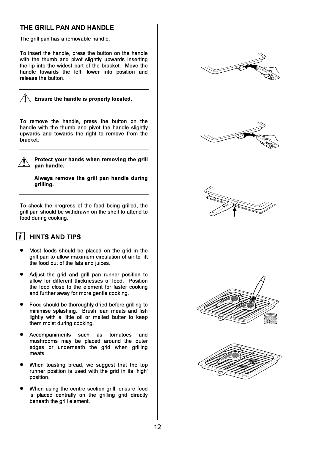 AEG U3100-4 manual The Grill Pan And Handle, Hints And Tips, Ensure the handle is properly located 