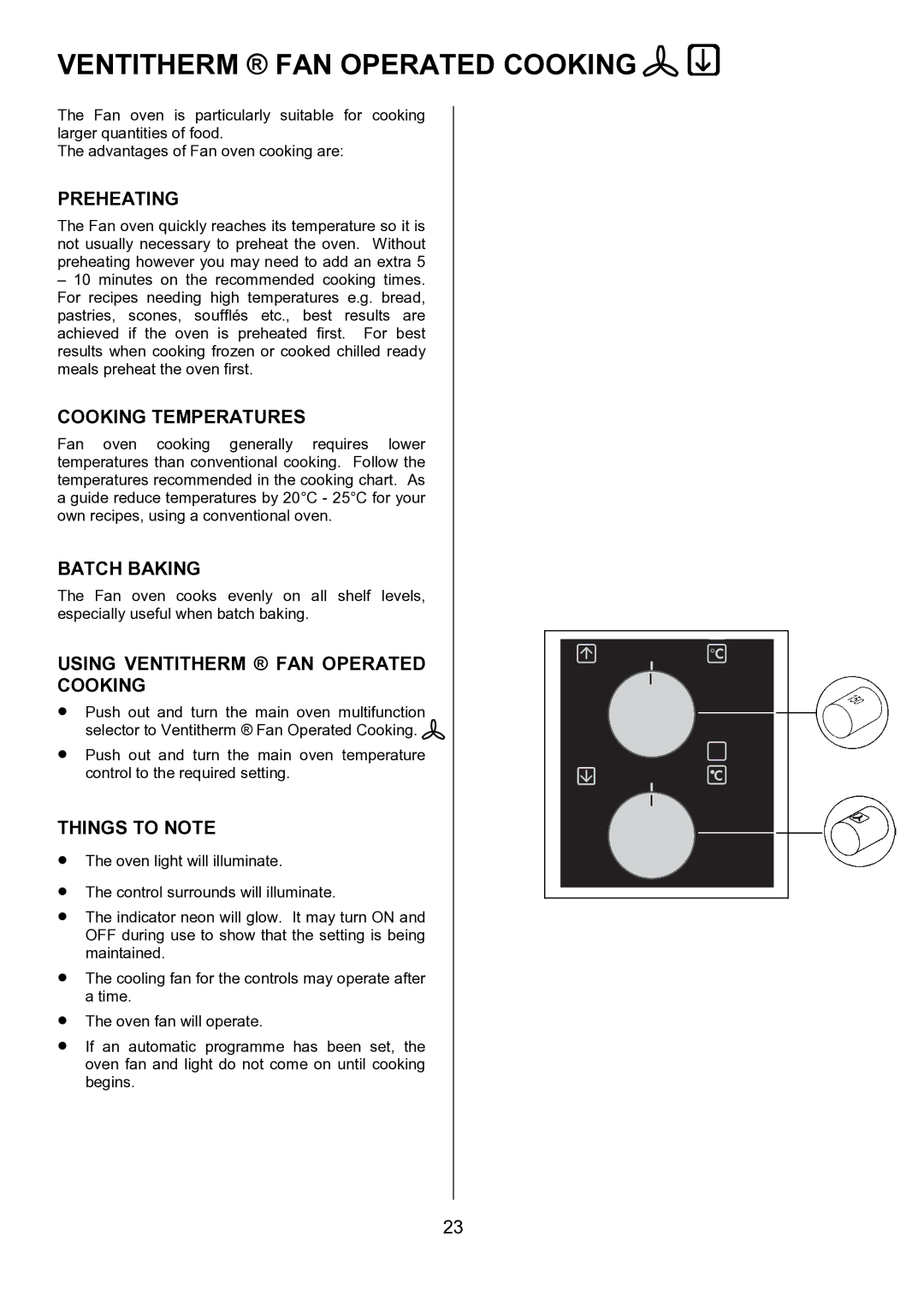 AEG 311704300, U7101-4 manual Ventitherm FAN Operated Cooking, Preheating, Cooking Temperatures, Batch Baking 