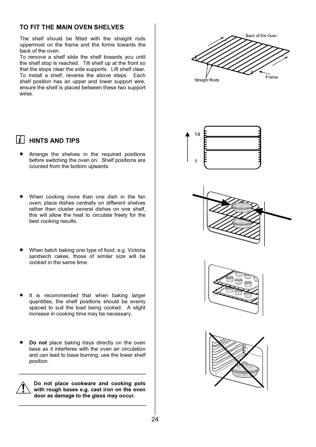 AEG U7101-4, 311704300 manual To FIT the Main Oven Shelves, Hints and Tips 