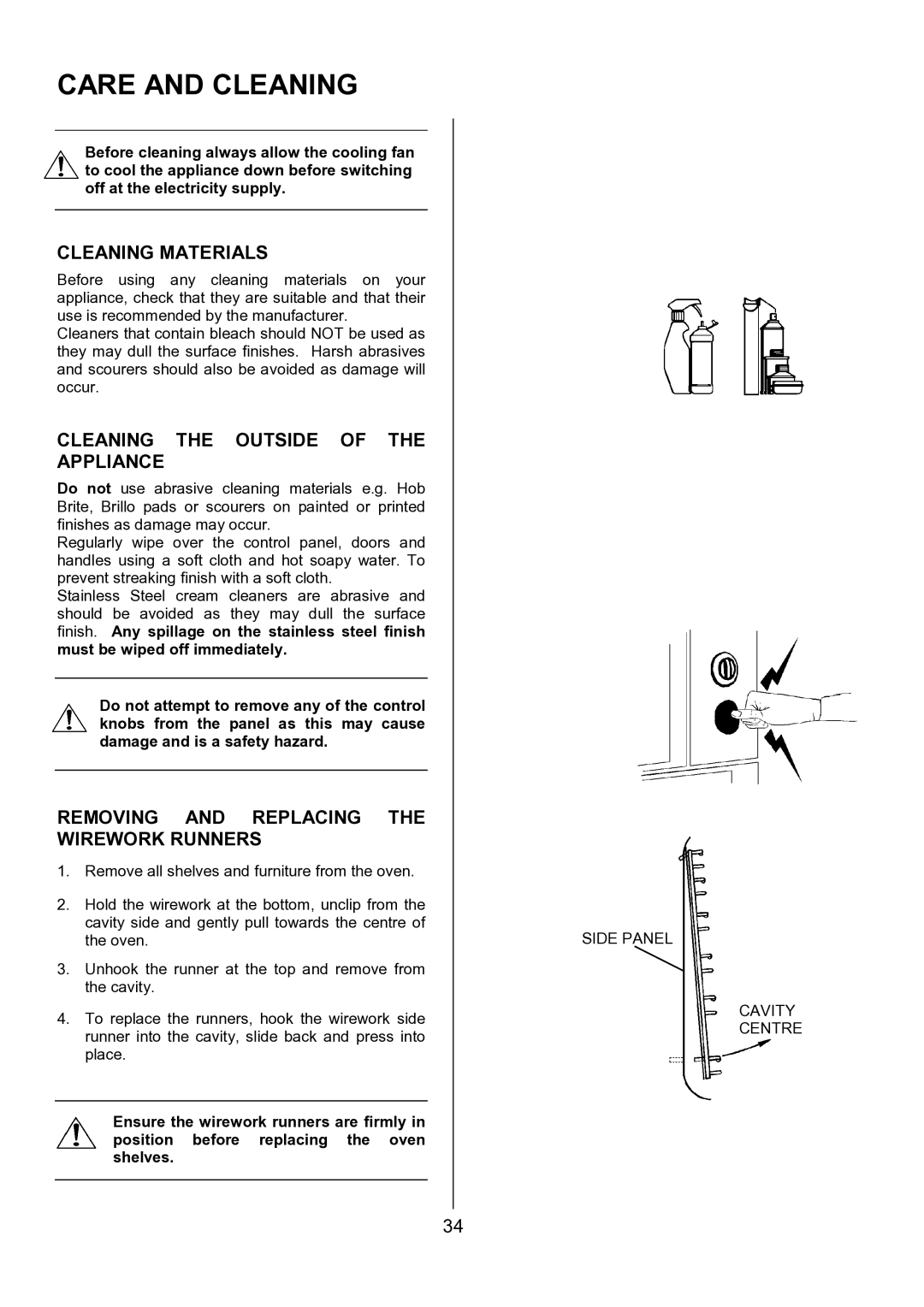 AEG U7101-4, 311704300 manual Care and Cleaning, Cleaning Materials, Cleaning the Outside of the Appliance 