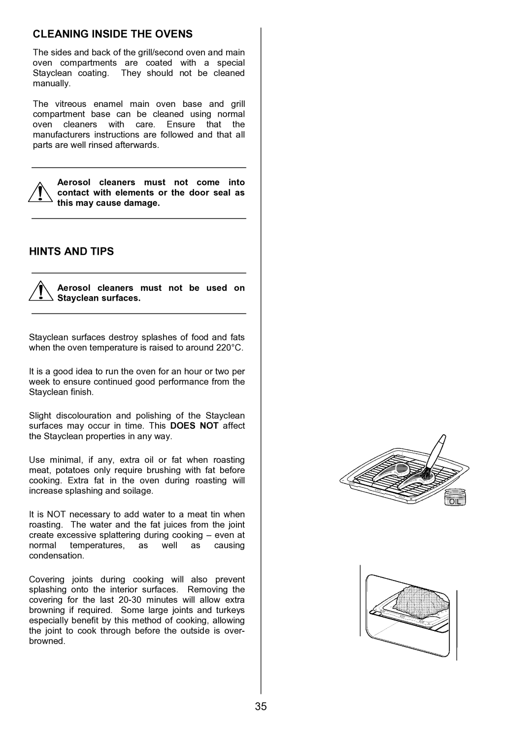 AEG 311704300, U7101-4 manual Cleaning Inside the Ovens, Aerosol cleaners must not be used on Stayclean surfaces 