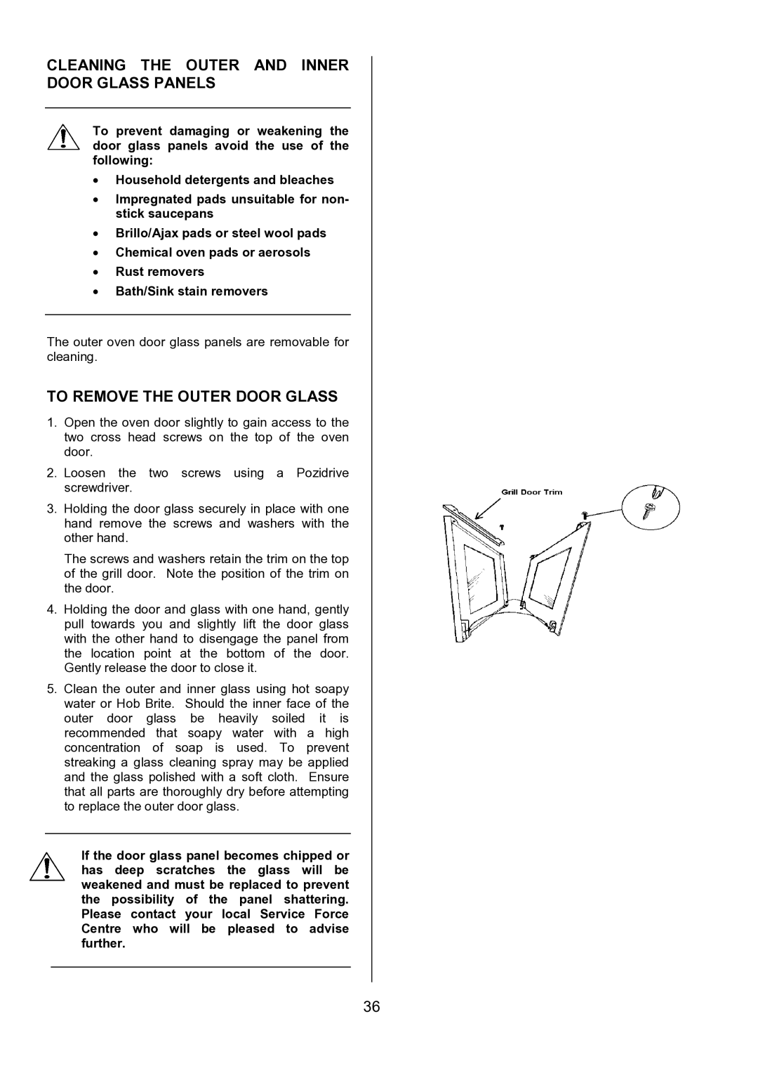 AEG U7101-4, 311704300 manual Cleaning the Outer and Inner Door Glass Panels, To Remove the Outer Door Glass 