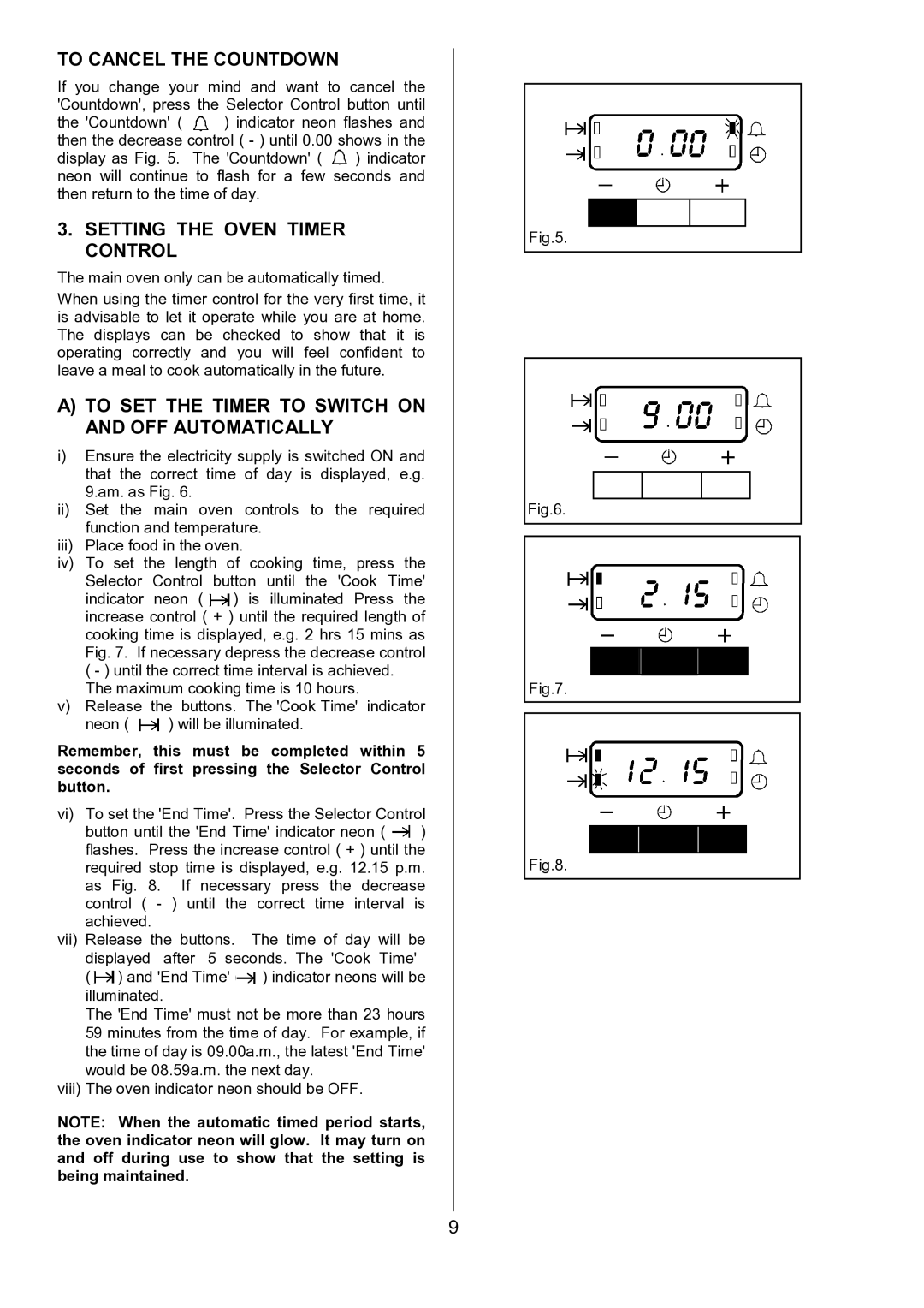 AEG 311704300 To Cancel the Countdown, Setting the Oven Timer Control, To SET the Timer to Switch on and OFF Automatically 