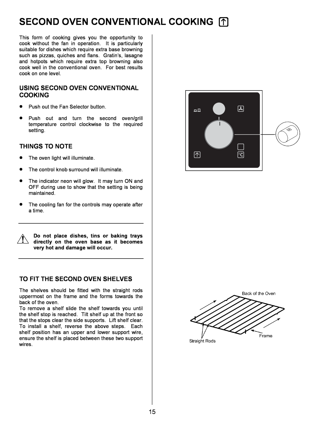 AEG 311704300, U7101-4 manual Using Second Oven Conventional Cooking, Things To Note, To Fit The Second Oven Shelves 